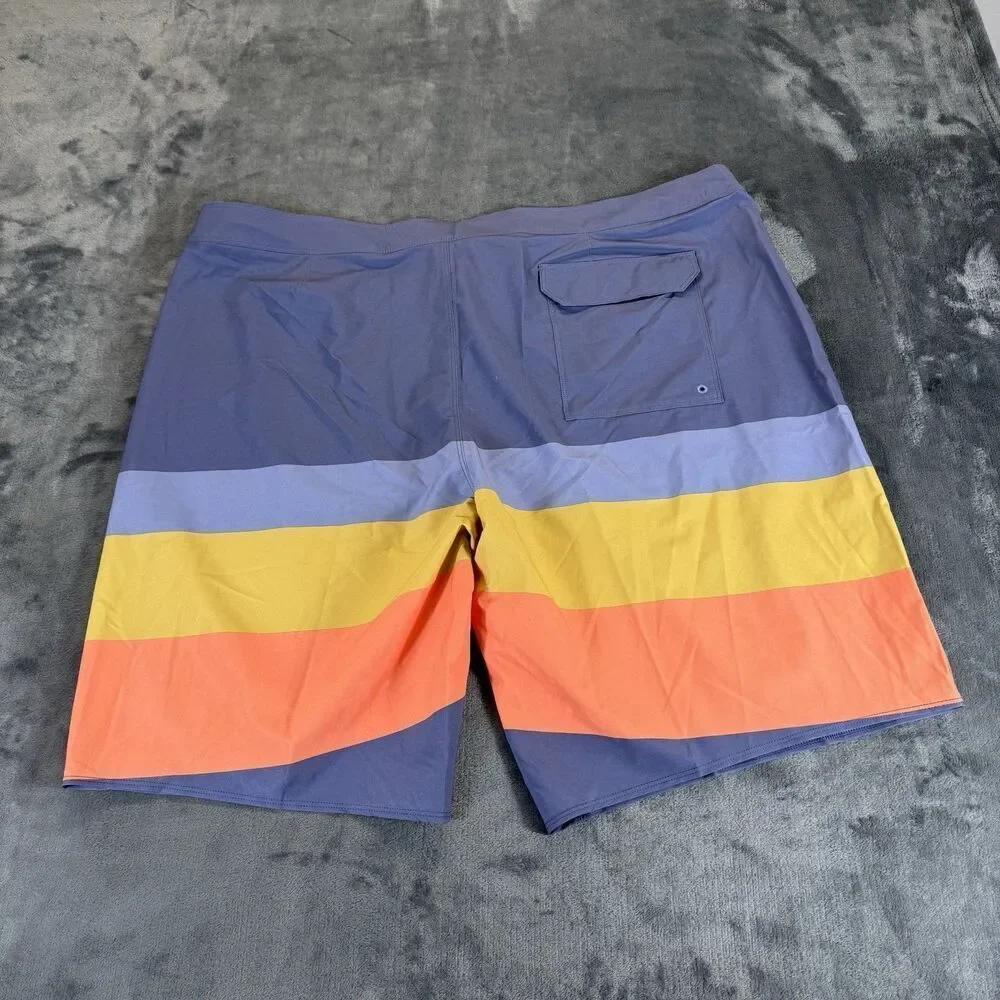 Patagonia 44 Hydropeak Board Shorts Striped Swim Trunks Point Current Blue NWOT